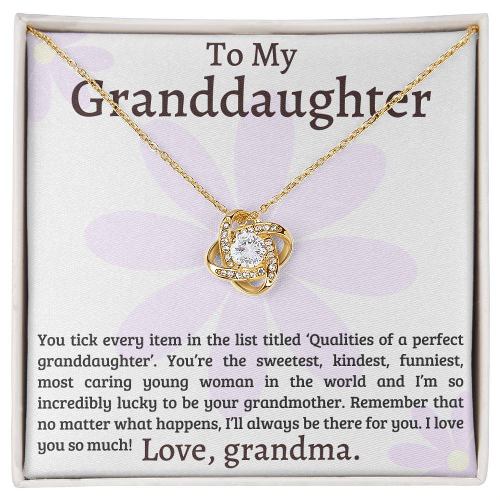 To My Granddaughter ~ Love Knot Necklace