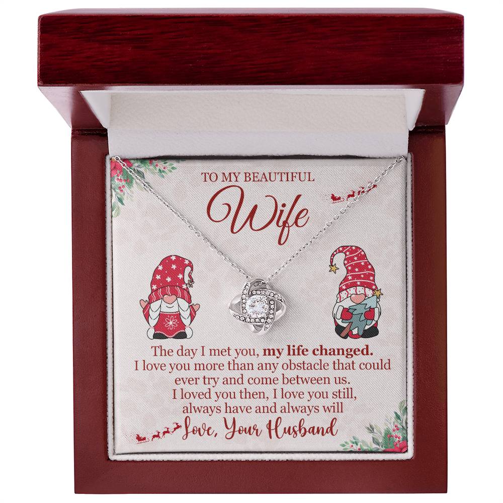 To my Wife on Christmas~ My life changed when i met you ~ Love Knot Necklace