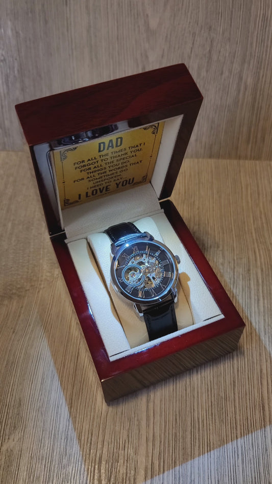 Men's Openwork Watch with Mahogany Box Dad